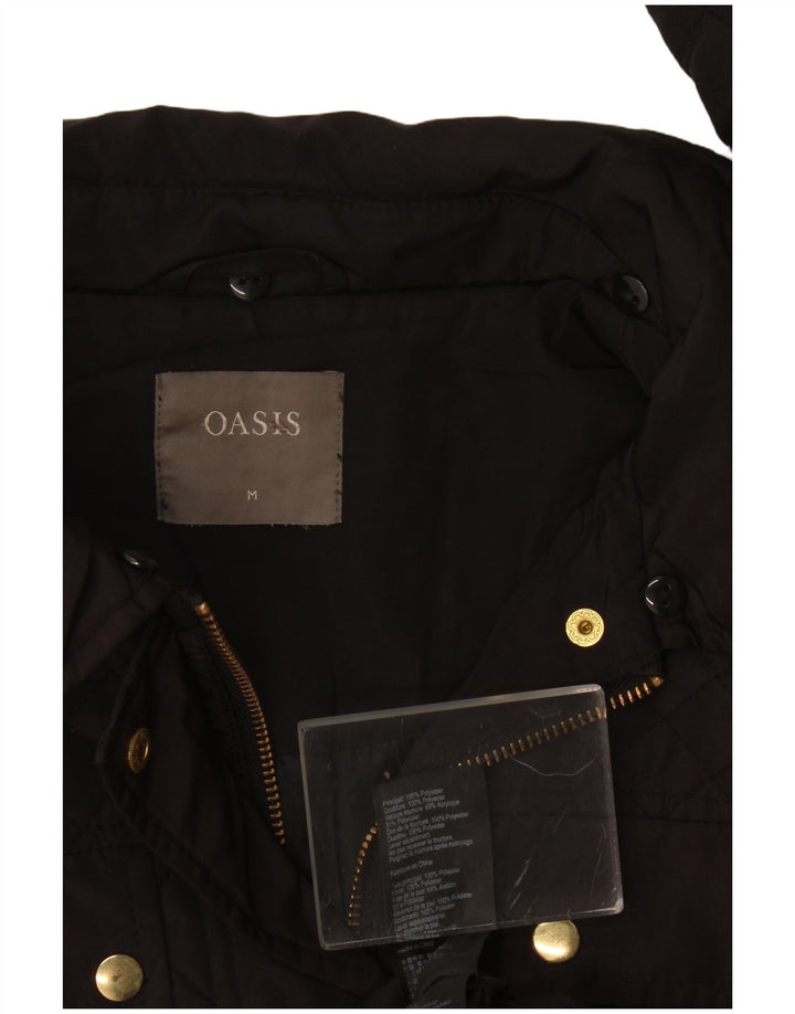 Oasis Womens Quilted Jacket UK 14 Medium Black Polyester