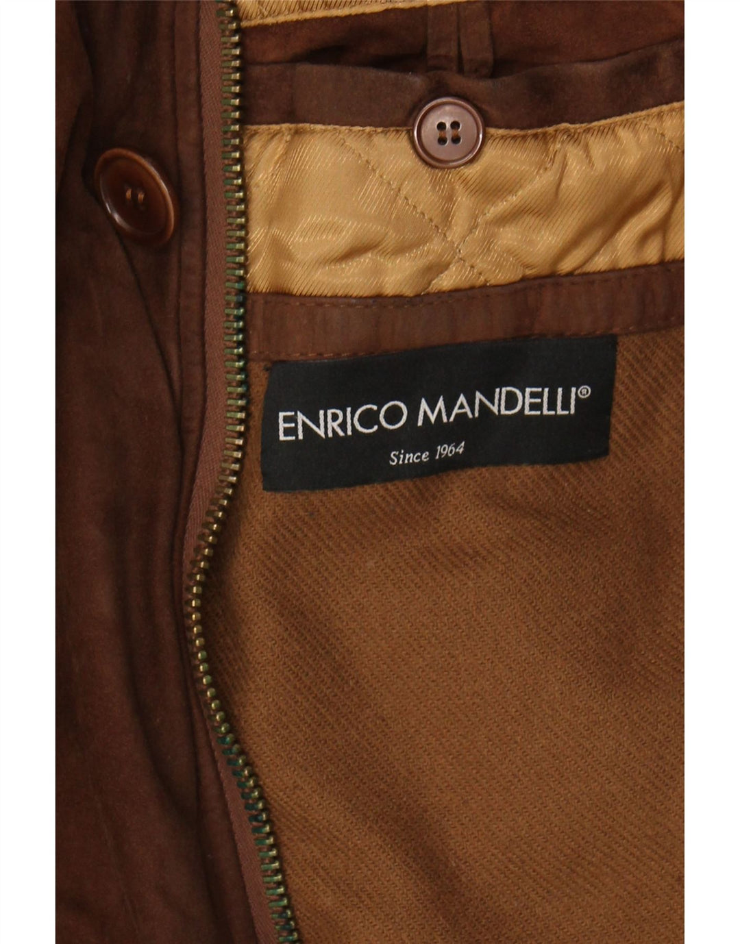 ENRICO MANDELLI Mens Leather Coat UK 42 XL Brown Vintage Enrico Mandelli and Second-Hand Enrico Mandelli from Messina Hembry 
