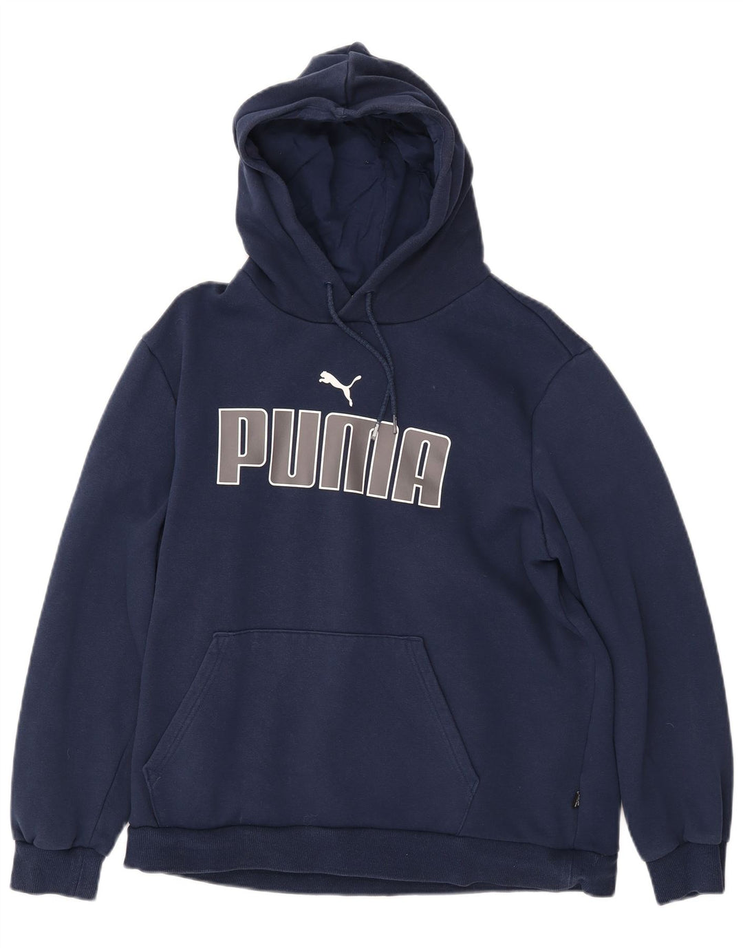PUMA Womens Graphic Hoodie Jumper UK 16 Large Navy Blue