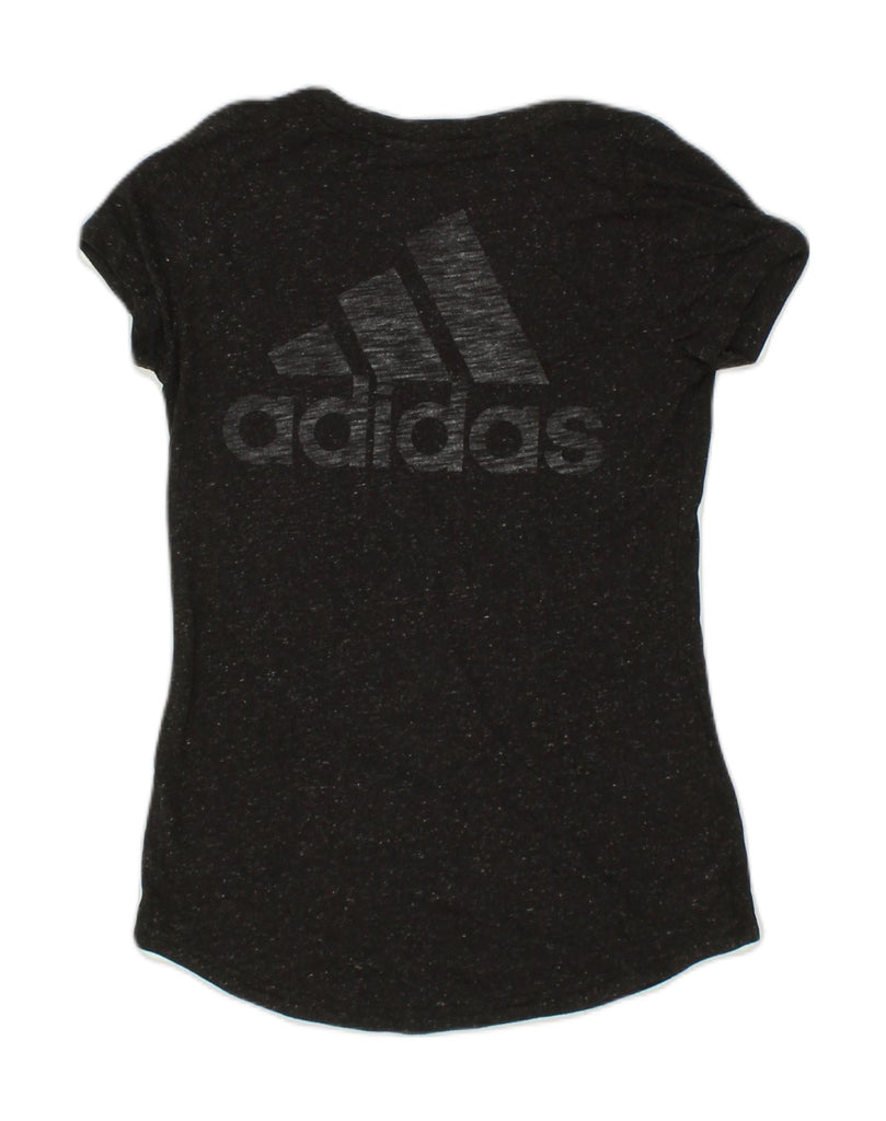 ADIDAS Womens Graphic T-Shirt Top UK 10 Small Black Flecked Cotton | Vintage Adidas | Thrift | Second-Hand Adidas | Used Clothing | Messina Hembry 