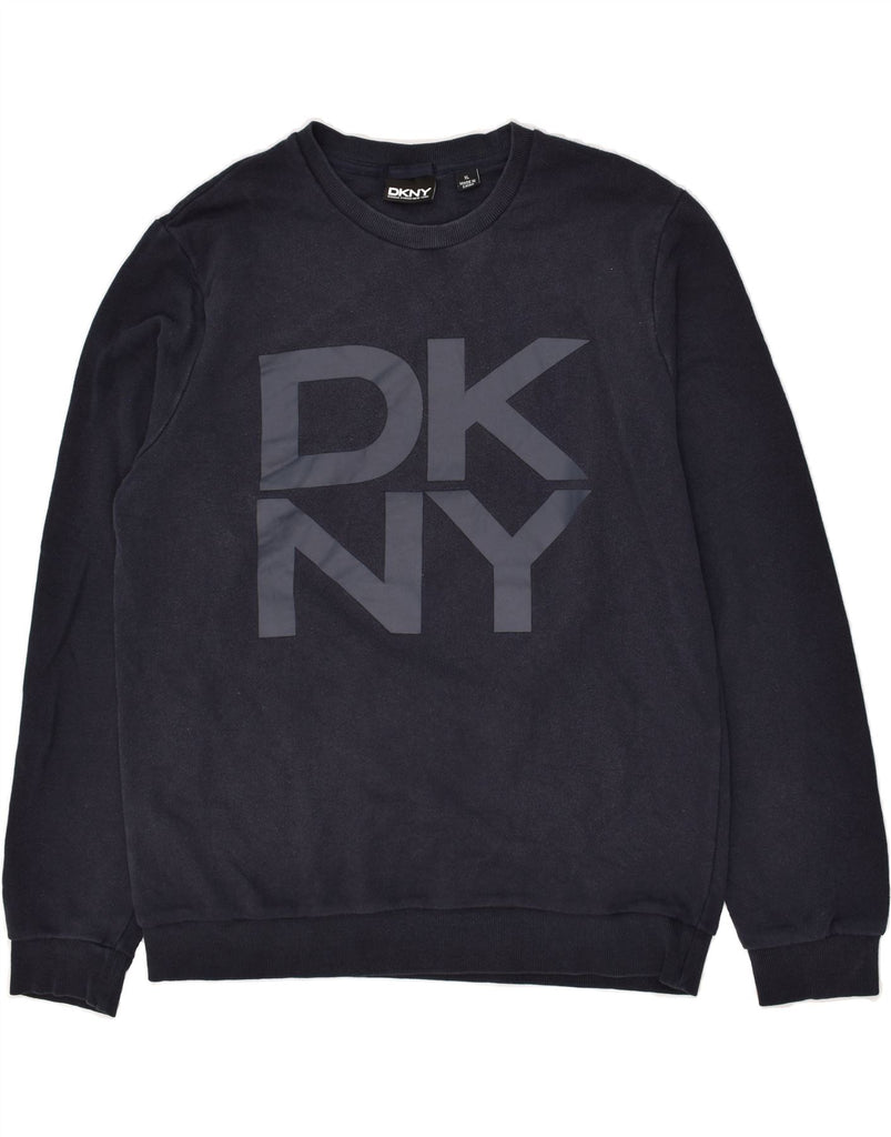 DKNY Mens Graphic Sweatshirt Jumper XL Navy Blue Cotton | Vintage Dkny | Thrift | Second-Hand Dkny | Used Clothing | Messina Hembry 