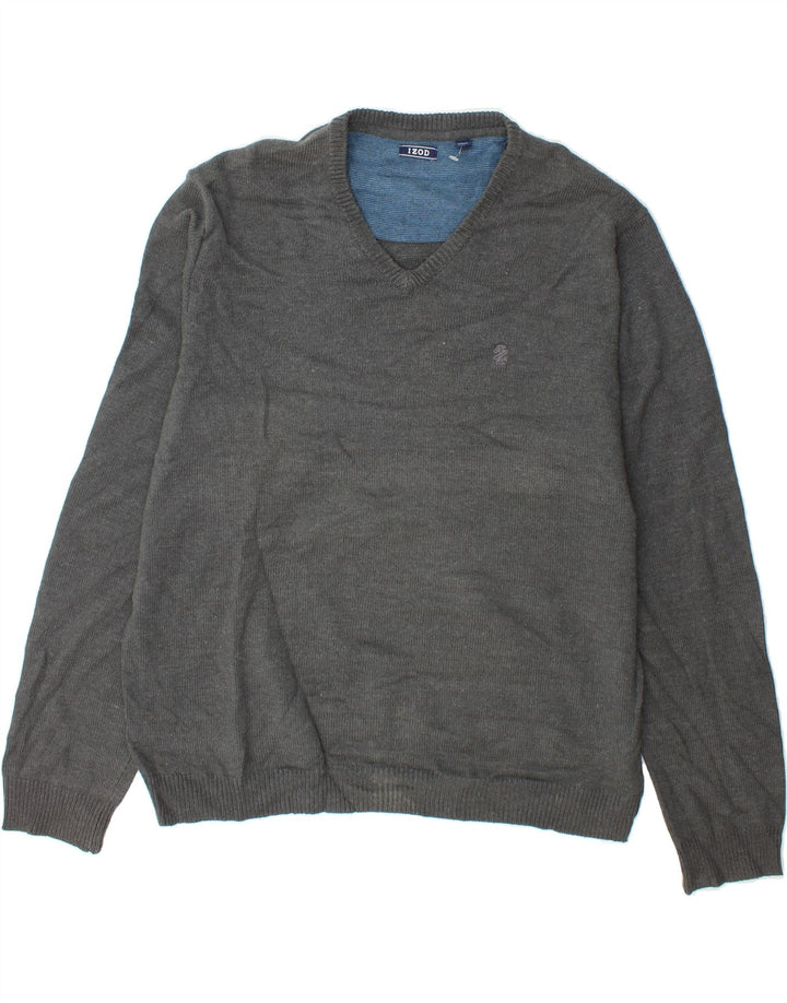 IZOD Mens V-Neck Jumper Sweater 2XL Grey Cotton Vintage Izod and Second-Hand Izod from Messina Hembry 