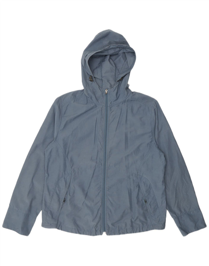 Columbia Womens Hooded Rain Jacket UK 16 Large Blue Cotton