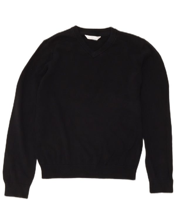 Marks & Spencer Boys V-Neck Jumper Sweater 11-12 Years Black Cotton