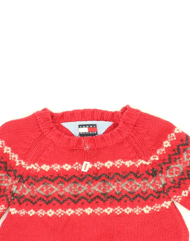 TOMMY HILFIGER Girls Crew Neck Jumper Sweater 3-4 Years Red Fair Isle | Vintage Tommy Hilfiger | Thrift | Second-Hand Tommy Hilfiger | Used Clothing | Messina Hembry 