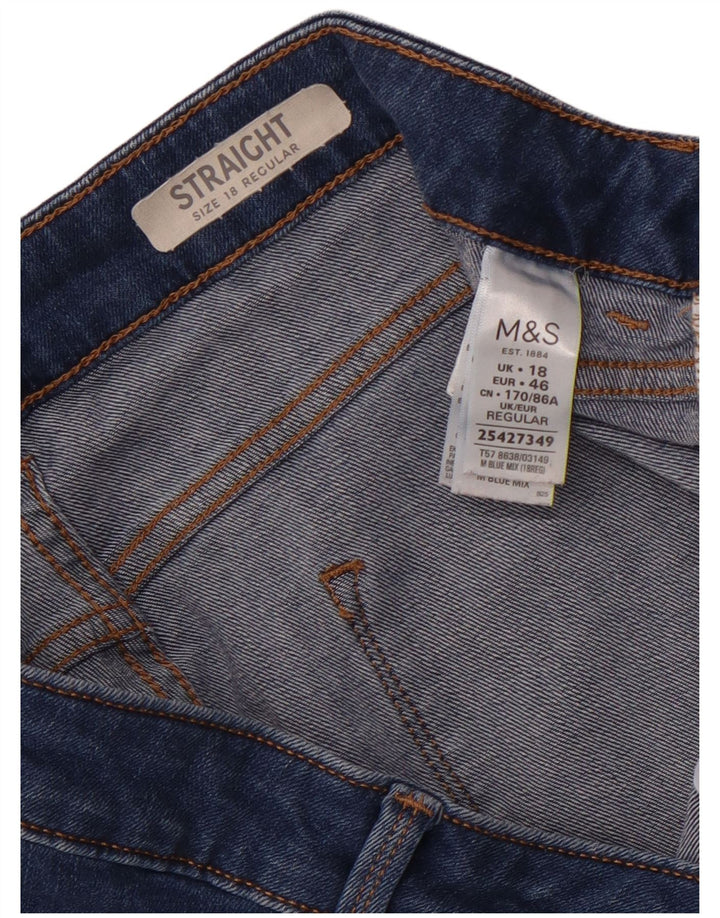 Marks & Spencer Womens Straight Jeans UK 18 XL W36 L28 Blue Cotton