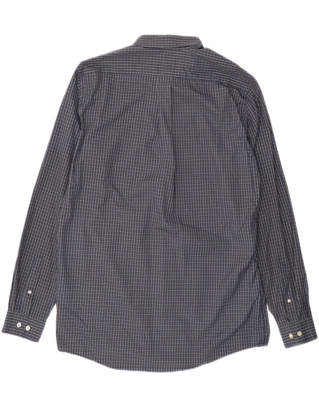 EDDIE BAUER Mens Tall Relaxed Fit Shirt Large Navy Blue Check Cotton