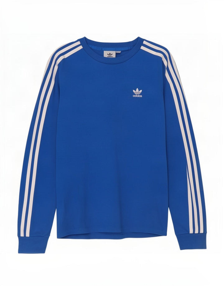 Adidas Womens Top Long Sleeve UK 8 Small Blue Cotton