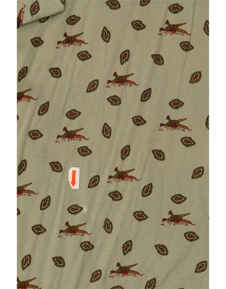 Cacharel Mens Abstract Pattern Polo Shirt Large Khaki Cotton