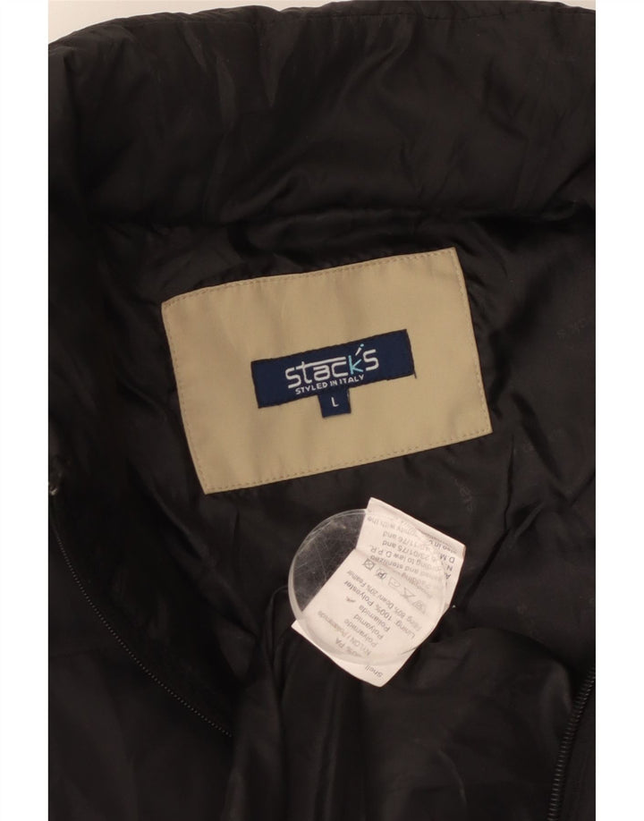 Vintage Mens Padded Jacket UK 40 Large Black Polyamide