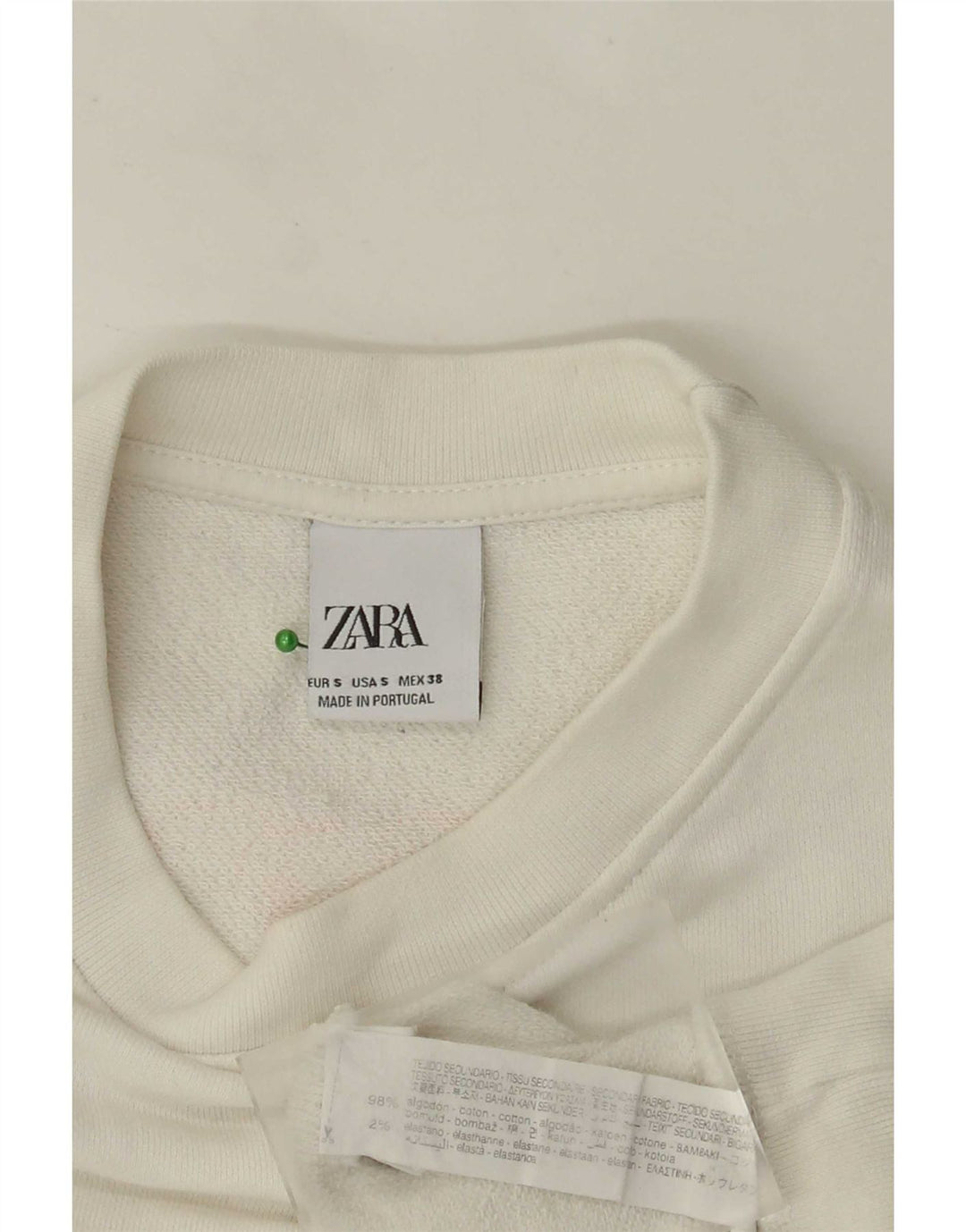Zara Mens Graphic Sweatshirt Jumper Small White Cotton