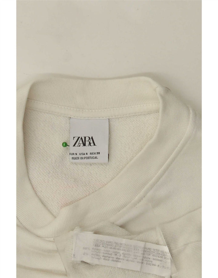 Zara Mens Graphic Sweatshirt Jumper Small White Cotton