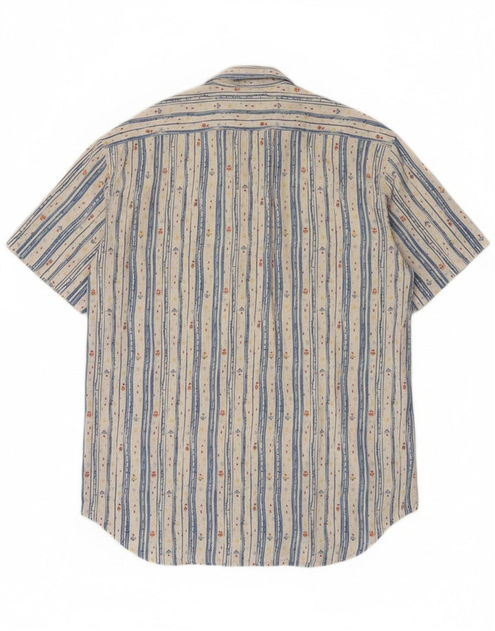 Calvin Klein Mens Short Sleeve Shirt Medium White Striped Cotton