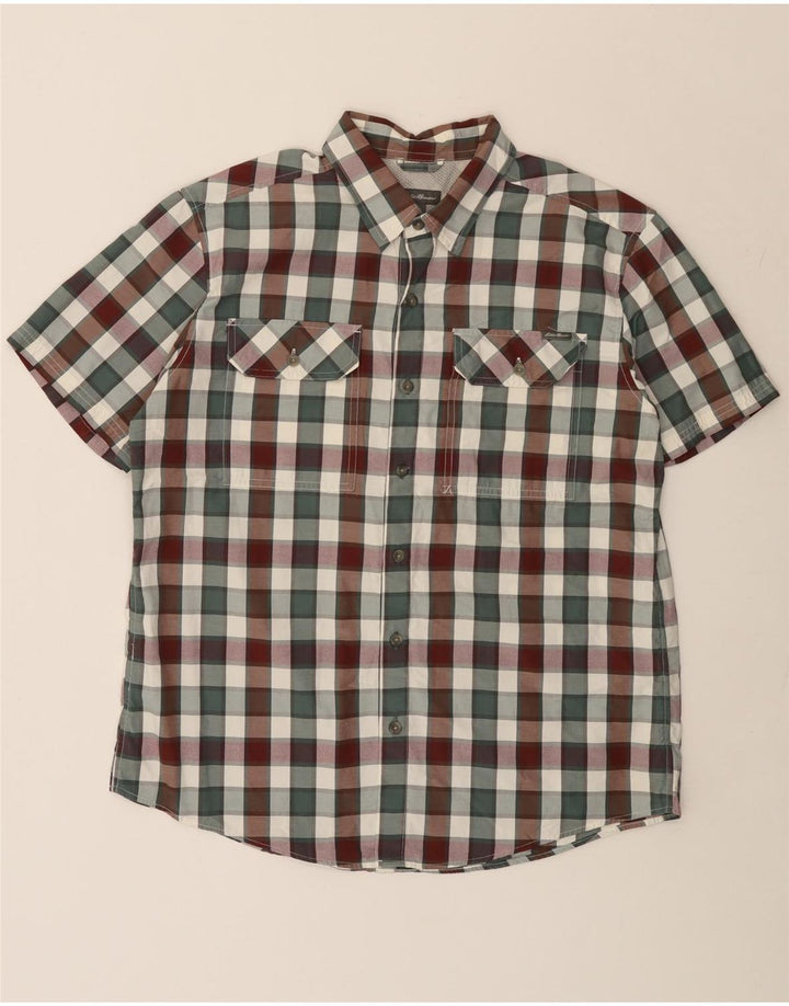 EDDIE BAUER Mens Short Sleeve Shirt Large Multicoloured Check Cotton