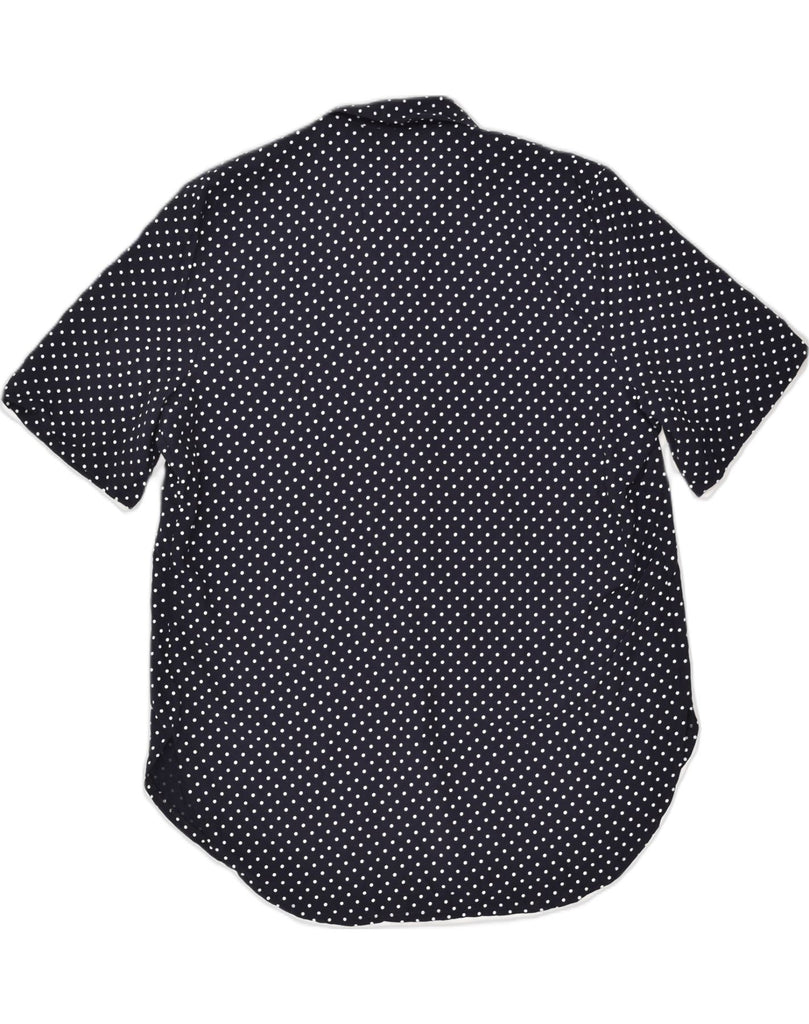 VINTAGE Womens Short Sleeve Shirt UK 18 XL Navy Blue Polka Dot Viscose | Vintage Vintage | Thrift | Second-Hand Vintage | Used Clothing | Messina Hembry 