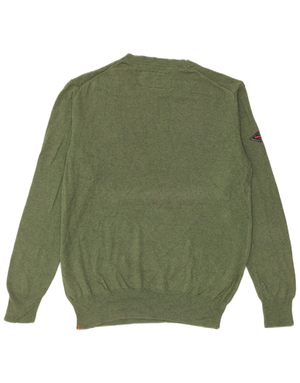 Superdry Mens Crew Neck Jumper Sweater XL Green Cotton