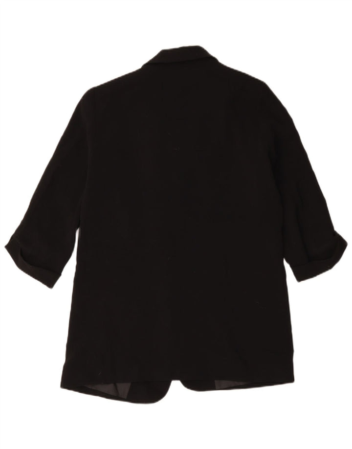 Zara Womens 3/4 Sleeve Open Blazer Jacket UK 14 Medium Black