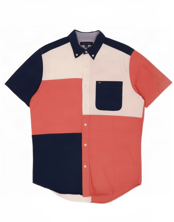 Tommy Hilfiger Mens Short Sleeve Shirt Small Multicoloured Colourblock