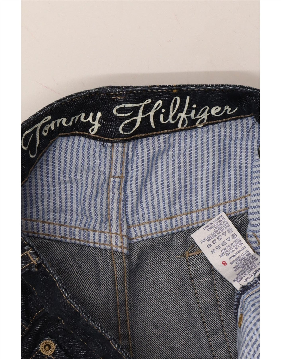 TOMMY HILFIGER Womens Denim Skirt US 8 Medium W34  Navy Blue Cotton Vintage Tommy Hilfiger and Second-Hand Tommy Hilfiger from Messina Hembry 