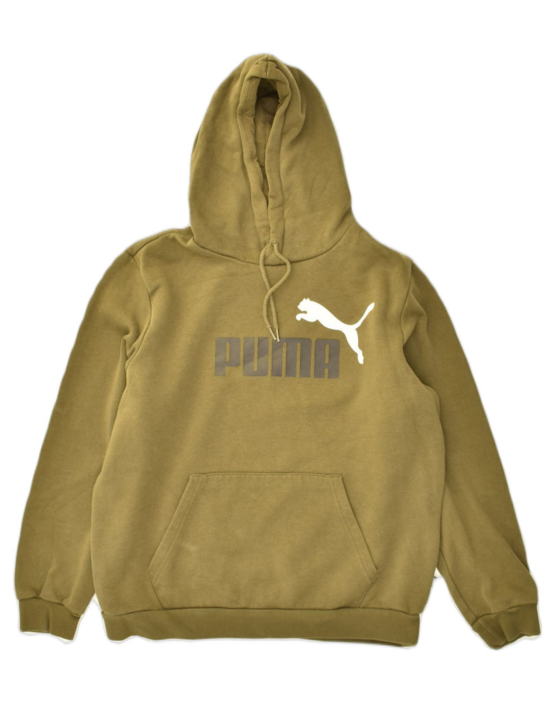 PUMA Mens Graphic Hoodie Jumper Large Khaki Cotton | Vintage Puma | Thrift | Second-Hand Puma | Used Clothing | Messina Hembry 