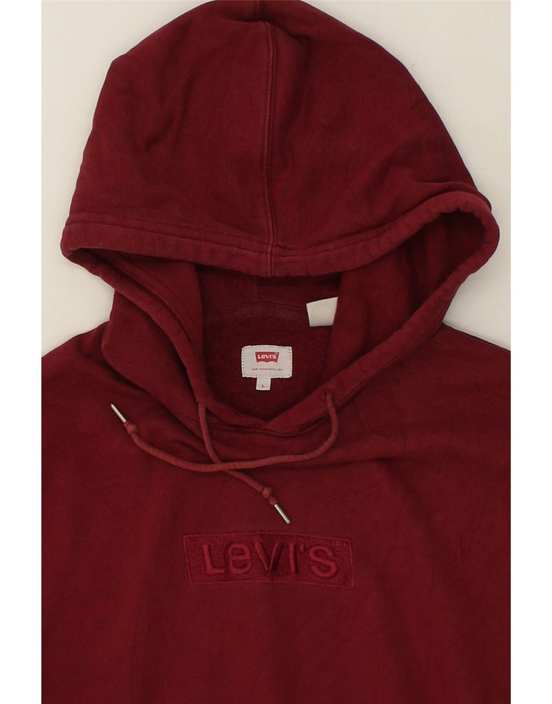 LEVI'S Mens Graphic Hoodie Jumper Large Burgundy Cotton | Vintage Levi's | Thrift | Second-Hand Levi's | Used Clothing | Messina Hembry 