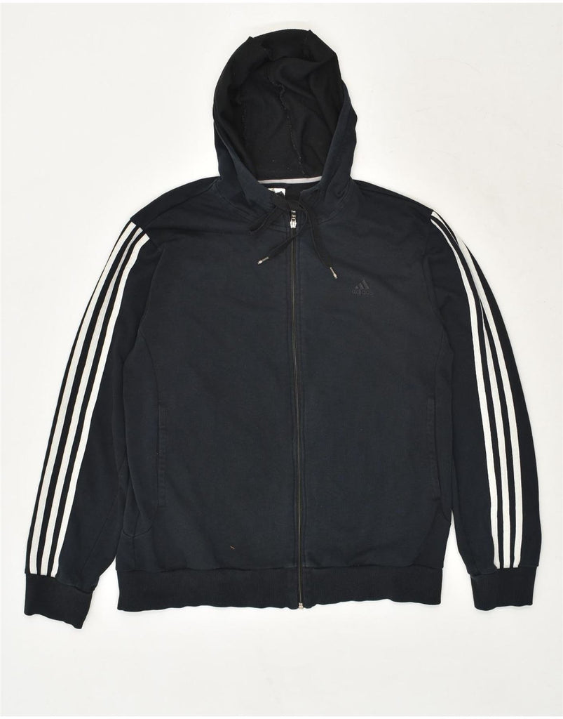 ADIDAS Mens Zip Hoodie Sweater Large Black Cotton Vintage Adidas and Second-Hand Adidas from Messina Hembry 