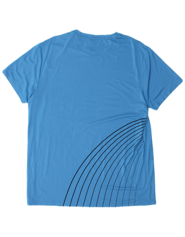 Izod Mens T-Shirt Top Large Blue Striped Polyester