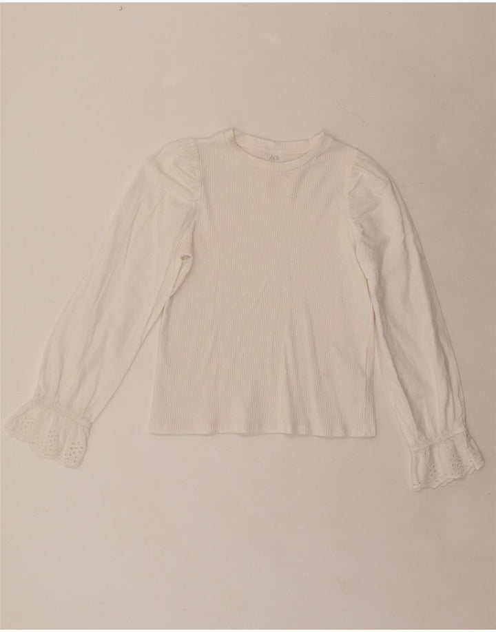 ZARA Girls Top Long Sleeve 11-12 Years White Cotton