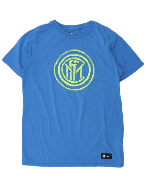 Nike Boys Inter Milan Graphic T-Shirt Top 12-13 Years Large Blue Cotton