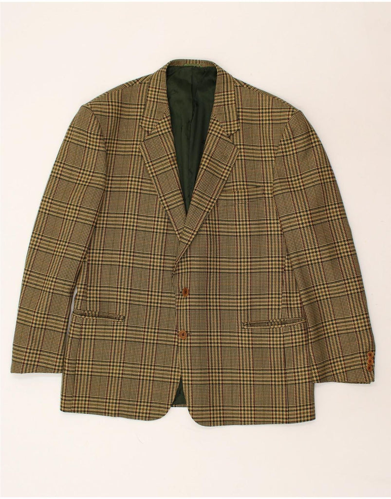 BROOKSFIELD Mens 2 Button Blazer Jacket IT 56 3XL Beige Houndstooth Wool | Vintage Brooksfield | Thrift | Second-Hand Brooksfield | Used Clothing | Messina Hembry 