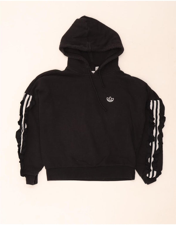 Adidas Womens Relaxed Fit Hoodie Jumper UK 6 XS Black Cotton