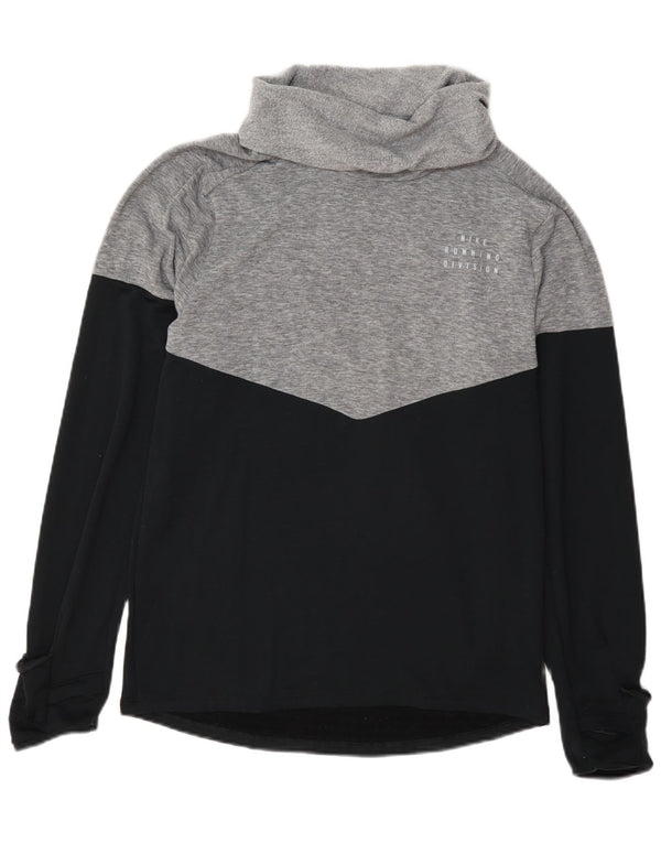 Nike Womens Therma-Fit Roll Neck Sweatshirt Jumper Small Grey Colourblock