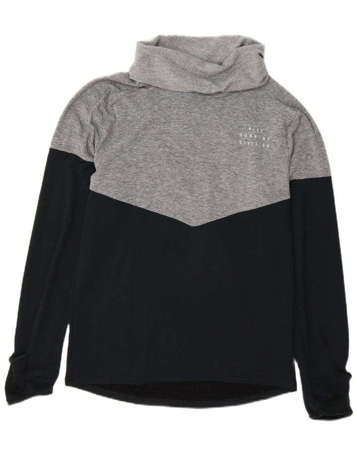 Nike Womens Therma-Fit Roll Neck Sweatshirt Jumper Small Grey Colourblock