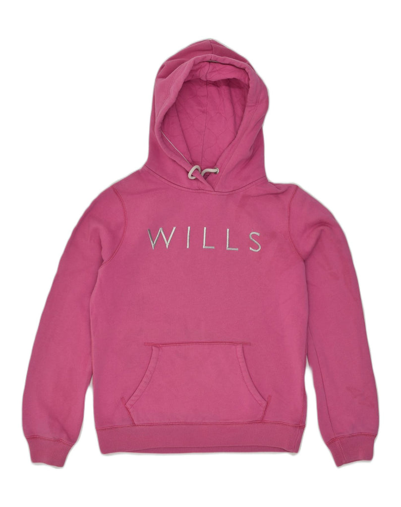 JACK WILLS Womens Graphic Hoodie Jumper UK 10 Small Pink Cotton | Vintage Jack Wills | Thrift | Second-Hand Jack Wills | Used Clothing | Messina Hembry 