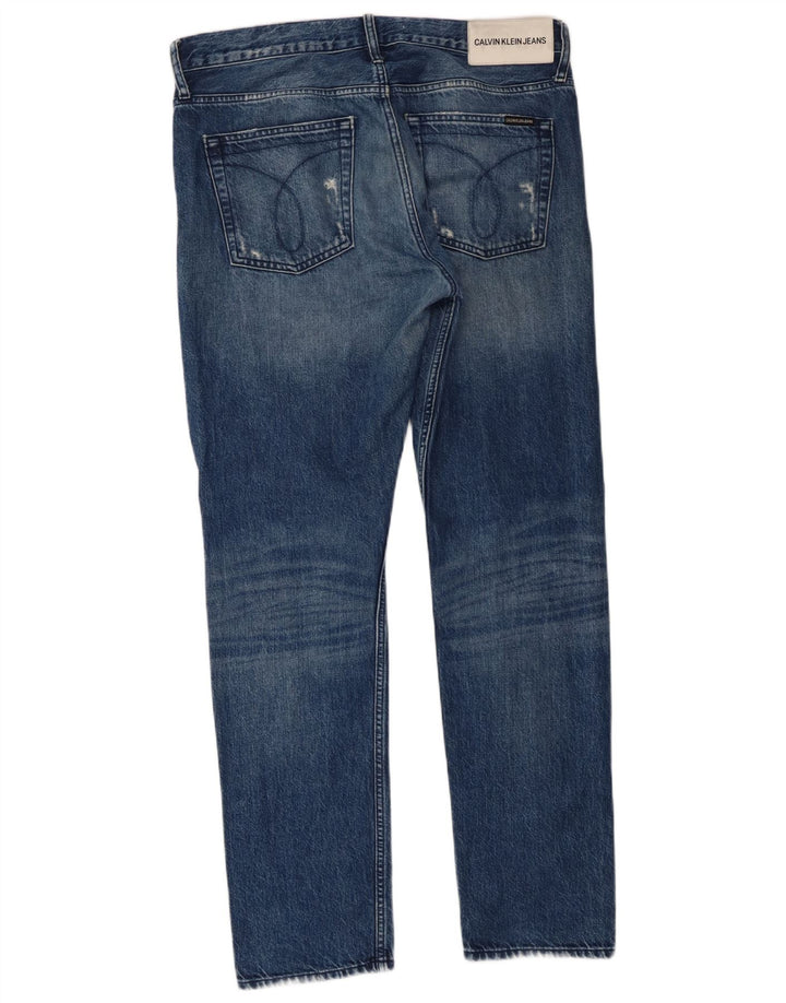 Calvin Klein Mens Distressed Slim Jeans W34 L32 Blue