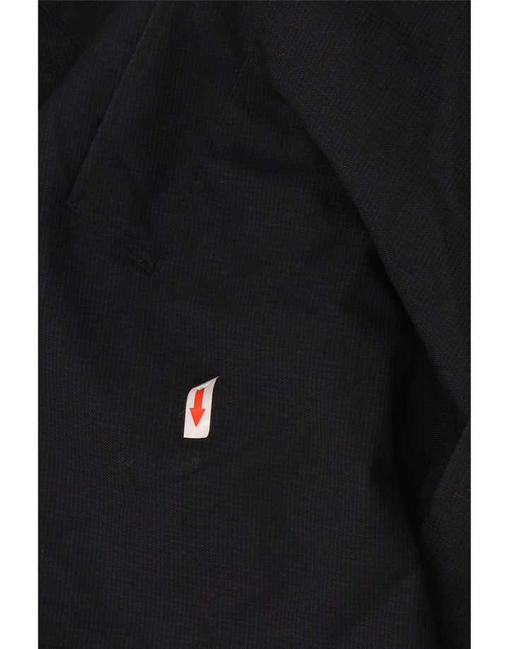 Marks & Spencer Mens Overcoat UK 38 Medium Navy Blue Houndstooth Polyester