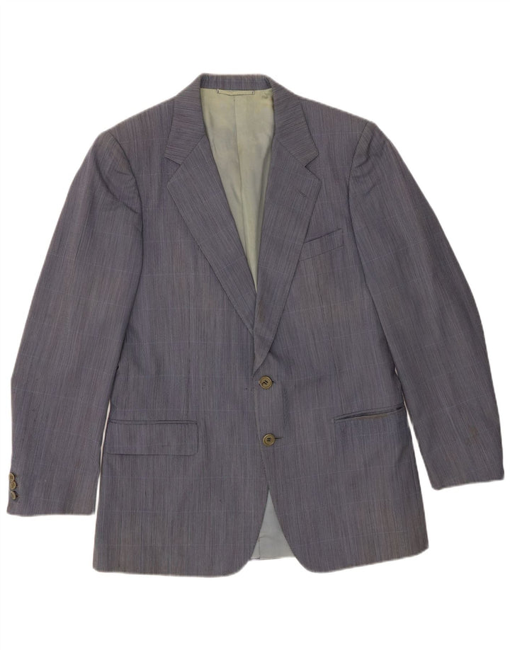 Burberrys Mens 2 Button Blazer Jacket IT 48 Medium Blue Check Wool