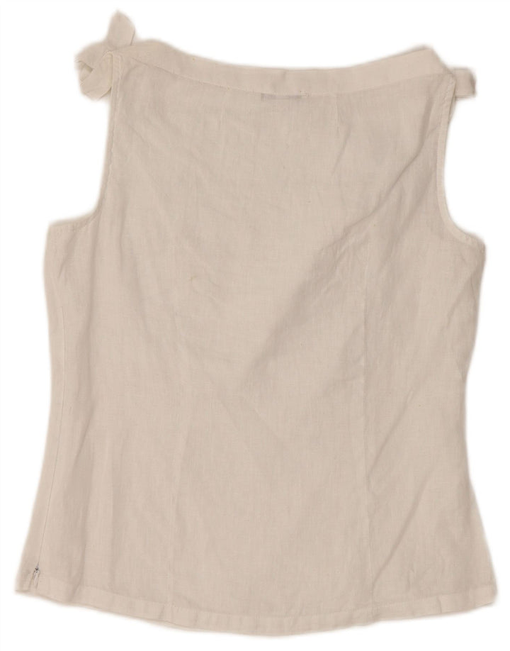 NARACAMICIE Womens Sleeveless Blouse Top UK 8 Small White