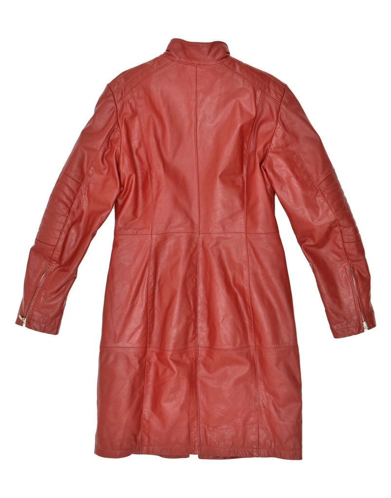 VINTAGE Womens Leather Coat UK 12 Medium Red Leather | Vintage Vintage | Thrift | Second-Hand Vintage | Used Clothing | Messina Hembry 