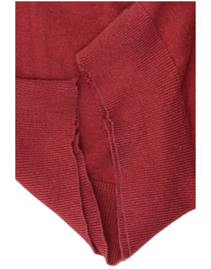 Marks & Spencer Mens V-Neck Jumper Sweater Medium Burgundy Cotton