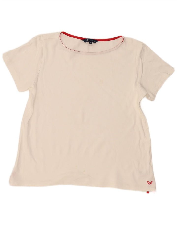 CREW CLOTHING Womens T-Shirt Top UK 12 Medium White Cotton