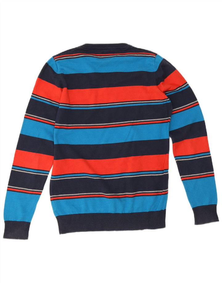 Jack & Jones Mens V-Neck Jumper Sweater Small Multicoloured Striped Cotton