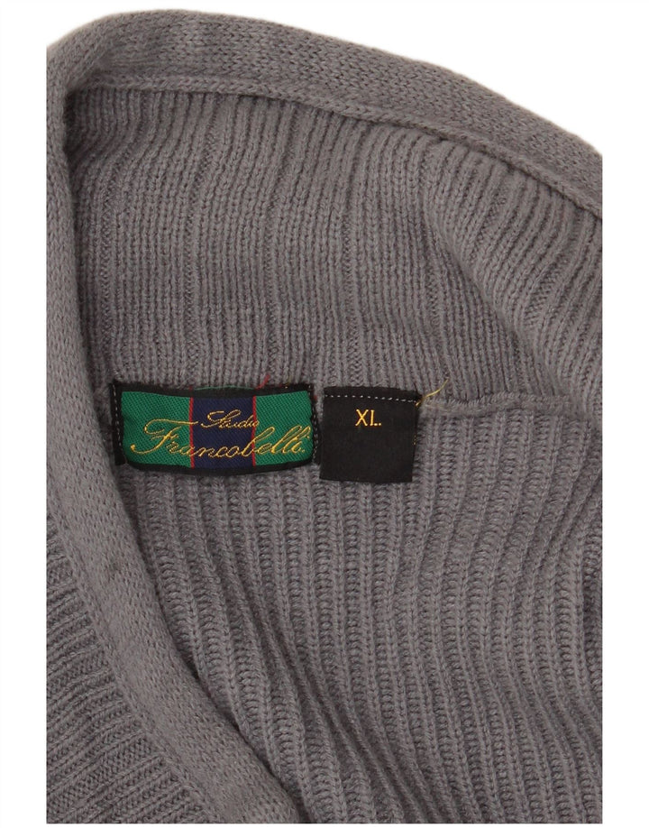 Vintage Mens Cardigan Sweater XL Grey