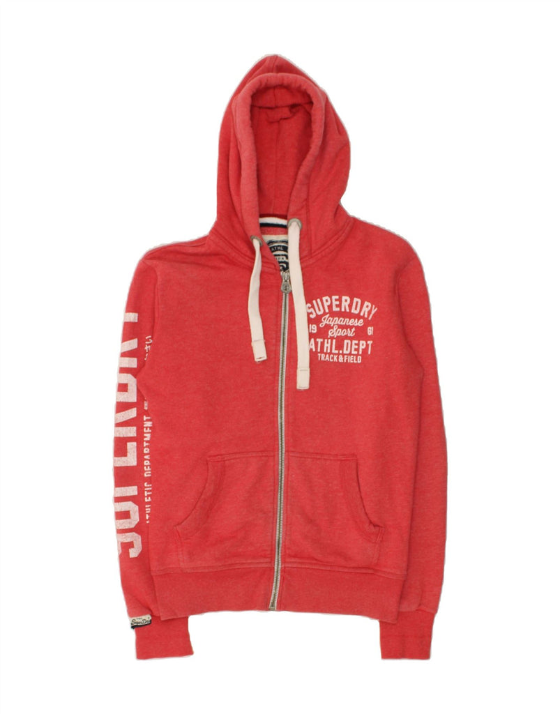 SUPERDRY Mens Graphic Zip Hoodie Sweater Small Red Cotton | Vintage Superdry | Thrift | Second-Hand Superdry | Used Clothing | Messina Hembry 