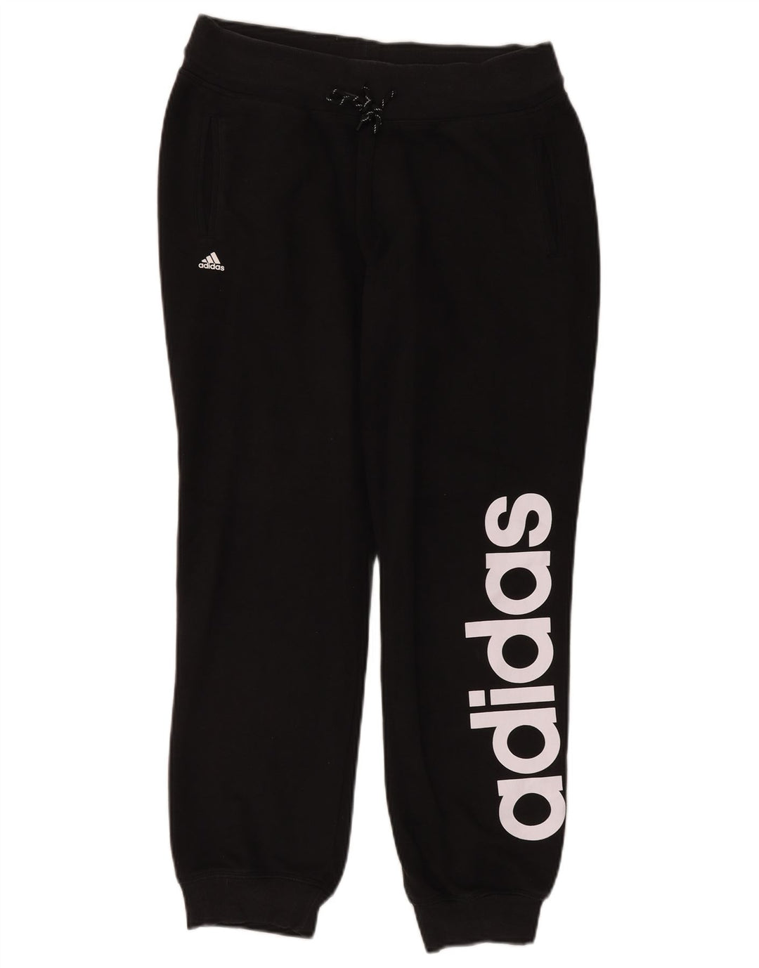 ADIDAS Womens Graphic Tracksuit Trousers Joggers UK 12/14 Medium  Black