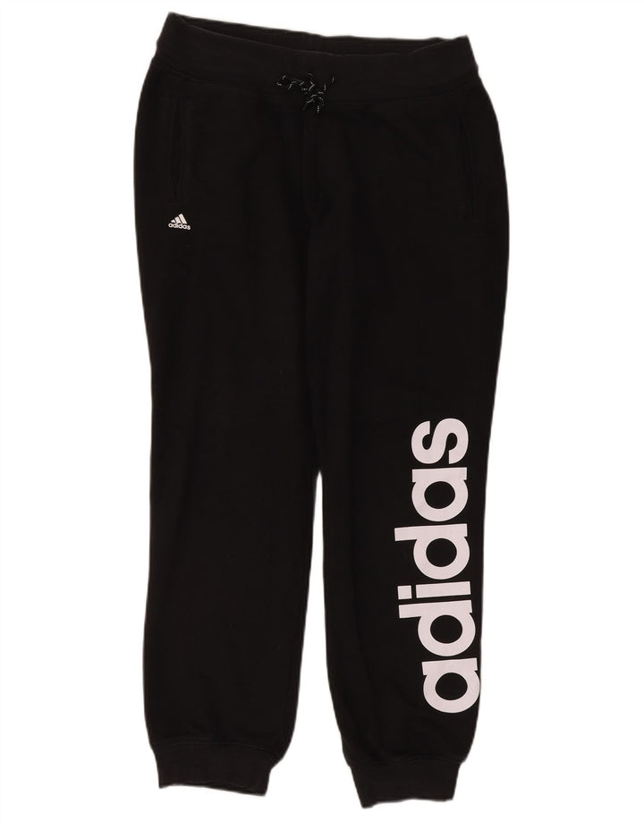 ADIDAS Womens Graphic Tracksuit Trousers Joggers UK 12/14 Medium  Black