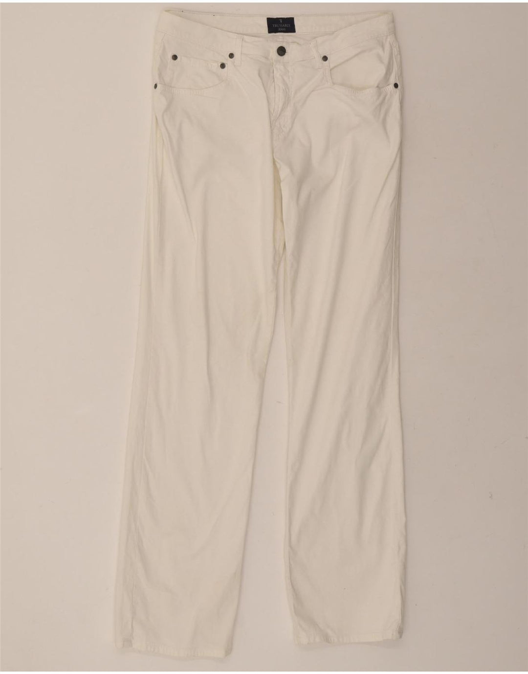 TRUSSARDI Mens Straight Jeans W35 L34 White Cotton Vintage Trussardi and Second-Hand Trussardi from Messina Hembry 