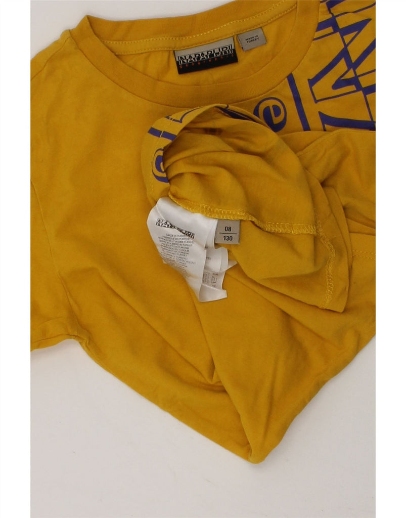 NAPAPIJRI Boys Graphic T-Shirt Top 7-8 Years Yellow Cotton | Vintage Napapijri | Thrift | Second-Hand Napapijri | Used Clothing | Messina Hembry 