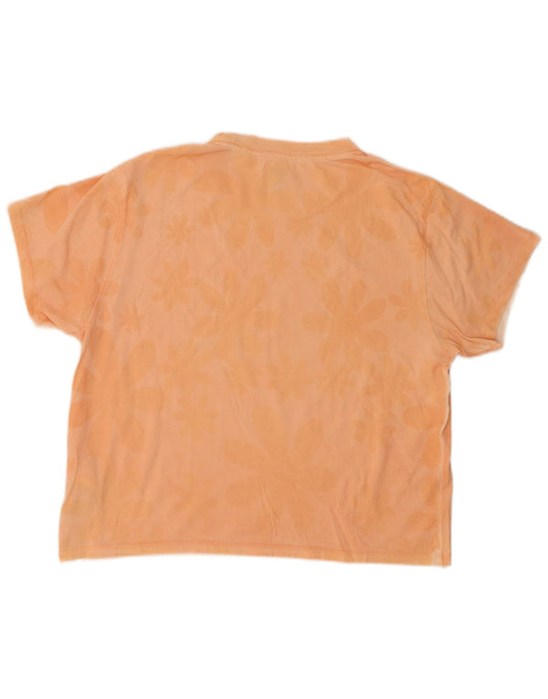 Levi's Womens Loose Fit Crop T-Shirt Top UK 10 Small Orange Floral Cotton