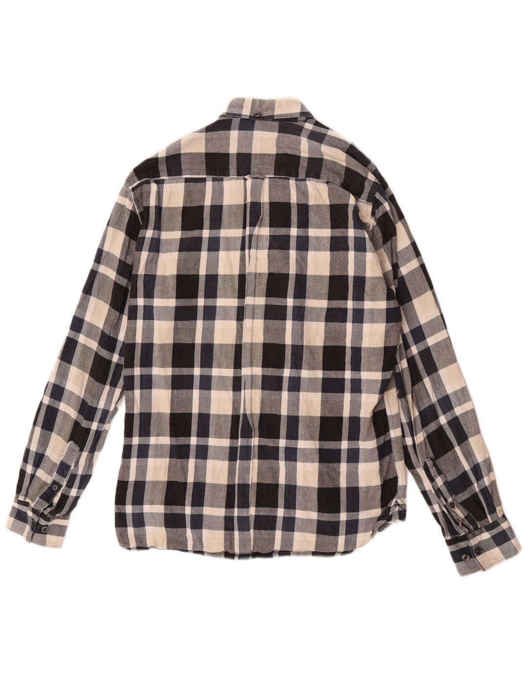 French Connection Mens Flannel Shirt Medium Navy Blue Check Cotton